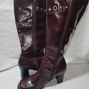 Unlisted High Heel Knee High Hot-Ness Brown Boots With Metal Rivets Size 9.5